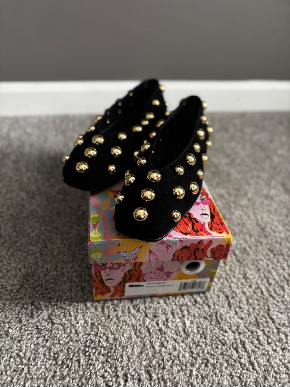***BRAND NEW*** ***NEVER WORN*** Black Studded Velvet Ballet Flats - Wome